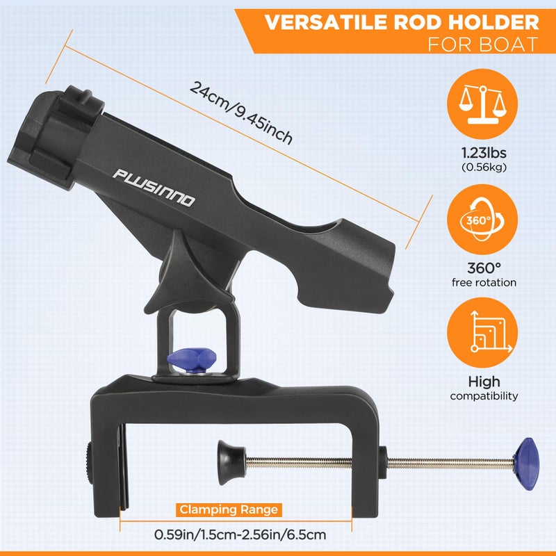 PLUSINNO حامل قضبان الصيد PLUSINNO مع فتحات كبيرة وقابل للتعديل 360 درجة لحامل القضبان القابلة للطي (1 عبوة زرقاء) - Image 2